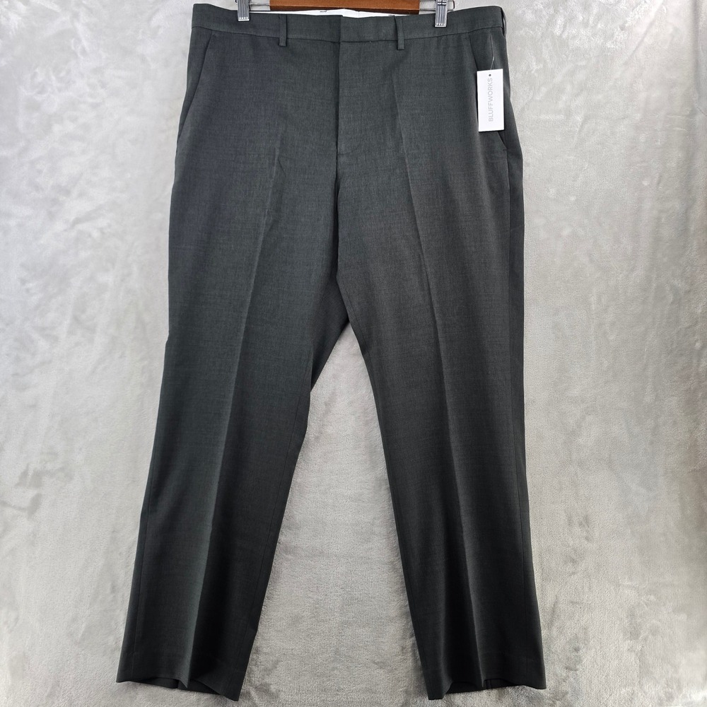 Bluffworks Presidio Dress Pants Mens 36x30 Thunder Grey Regular Fit Trousers